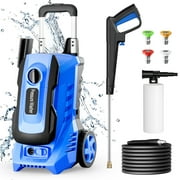 Electric Pressure Washer, 3800PSI 2.6 GPM Power Washer with 5 Quick Connect Nozzles, High Pressure Cleaning Machine with Foam Cannon for Cars, Fences, Patios, Decks, Patios and Driveway(Blue)